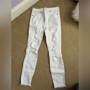 Abercrombie White Distressed Skinny Jeans